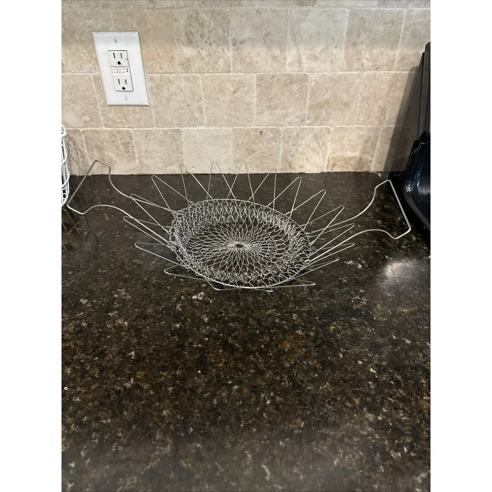 Vintage Collapsible Wire Egg & Produce Basket Antique Farm House Decor